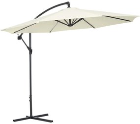 Outsunny Chapéu de Sol de Jardim Ø300x260cm Chapéu de Sol Excêntrico Inclinável com Manivela Base Cruzada e Suporte de Metal 8 Hastes para Terraço Exterior Balcão Creme