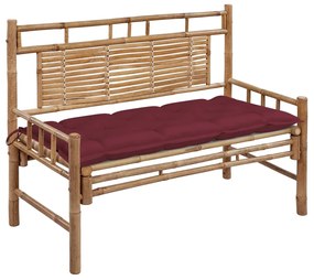 vidaXL Banco de jardim com almofadão 120 cm bambu