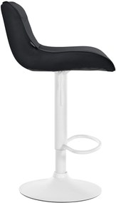 Banco alto em couro sintético com estrutura branca 85-106 x 49 x 51 cm preto