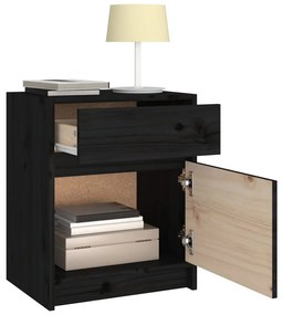 Mesas de cabeceira 2 pcs 40x31x50 cm pinho maciço preto