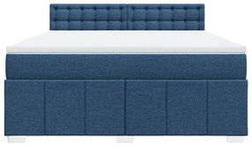 Cama com molas/colchão 180x200 cm tecido azul