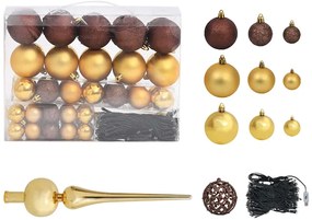 Meia árvore Natal artificial pré-iluminada c/ bolas branco