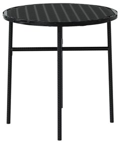 3 pcs conjunto de jantar para jardim vime PE preto
