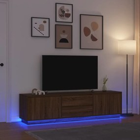 Móvel de TV com luzes LED 193,5x41x50 cm carvalho castanho