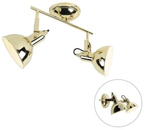 Foco Art Deco dourado 2-luzes - Tommy Industrial