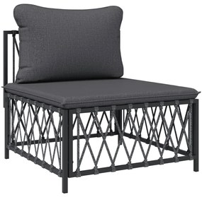 4 pcs conjunto lounge de jardim com almofadões aço antracite