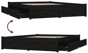 Estrutura de cama c/ gavetas 140x190 cm preto