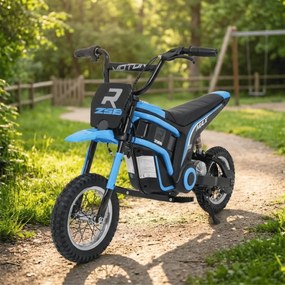 Mota eletrica bateria 350W para Crianças RZ56 MAX Rodas Ar, Couro ecológico Azul