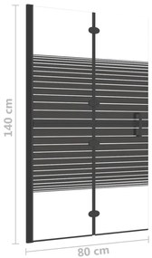 Divisória de chuveiro dobrável ESG 80x140 cm preto