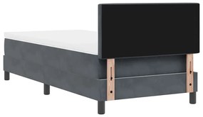 Cama Box com Colchão &amp; LED VidaXL Cinza Escuro 100x200 cm Veludo