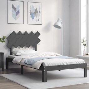 Estrutura de cama com cabeceira 100x200cm madeira maciça preto