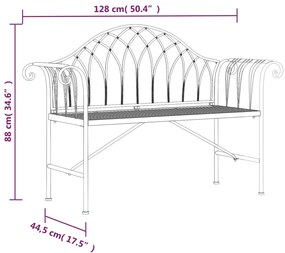 Banco de jardim de 2 lugares 128 cm aço preto