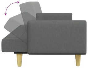 Sofá-cama de 2 lugares c/ apoio de pés tecido cinzento-escuro