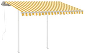 Toldo retrátil automático com postes 3x2,5 m amarelo e branco