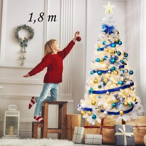 Árvore de Natal Artificial de 180cm com Base Metálica Material PVC Decoração de Festa Branca