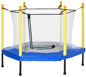 Trampolim para Crianças com Rede de Segurança 122x122x97 cm Azul