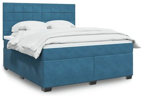 vidaXL Cama com molas/colchão 180x200 cm veludo azul