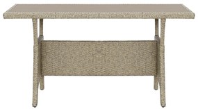 Mesa de jardim 120x70x66 cm vime PE cinzento