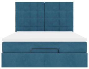 Estrutura cama otomana colchões 140x190 cm veludo azul escuro