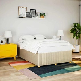 vidaXL Estrutura de cama sem colchão 160x200 cm tecido cor creme