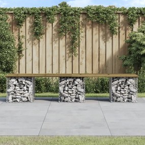 vidaXL Banco de jardim c/ design gabião 203x31x42 cm pinho impregnado