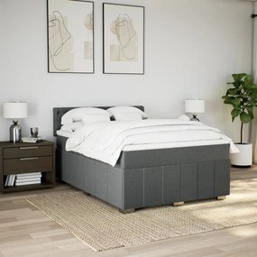 Cama com molas/colchão 160x200 cm tecido cinzento-escuro