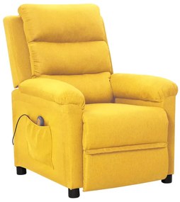 vidaXL Poltrona de massagens tecido amarelo-claro
