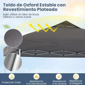 Tenda dobrável 295 x 295 cm para jardim, feiras, eventos com bolsa de transporte teto ventilado Cinzento