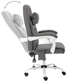 Cadeira escritório c/ função massagem couro artificial cinzento