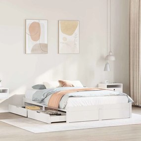 Cama sem colchão 140x190 cm madeira de pinho maciça branco