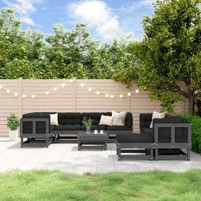 vidaXL 10 pcs conjunto lounge de jardim pinho maciço cinza