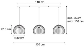 Candeeiro suspenso moderno preto 3 luzes - Koopa Moderno