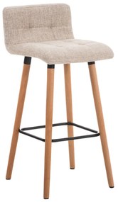 Banco de bar Lincoln em tecido 42 x 94 x 49 cm Creme