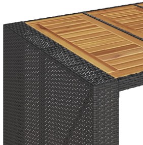 9 pcs conjunto de bar para jardim c/ almofadões vime PE preto