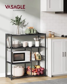Armário de cozinha com 2 cestos metálicos e ganchos 35 x 80 x 95 cm Preto antracite e cinzento