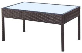 4 pcs conjunto lounge jardim c/ almofadões vime PE castanho