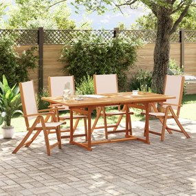 Cadeiras de jardim dobráveis 4 pcs acácia maciça e textilene