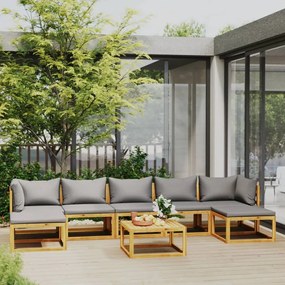 vidaXL 8 pcs conjunto lounge de jardim com almofadões acácia maciça