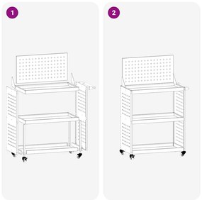 Carro de Ferramentas Branco 65 x 35 x 111 cm Metal