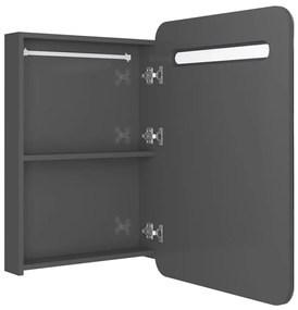 Armário espelhado casa de banho LED 60x11x80 cm cinza brilhante