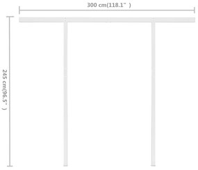 Toldo retrátil manual com postes 3x2,5 m cor creme