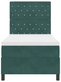 Cama Box com Colchão vidaXL Verde Escuro Solteiro Veludo