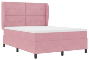Cama Box com Colchão Rosa 140x200 cm em Veludo