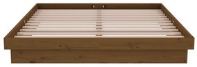 Estrutura de cama casal 135x190 cm madeira maciça castanho-mel