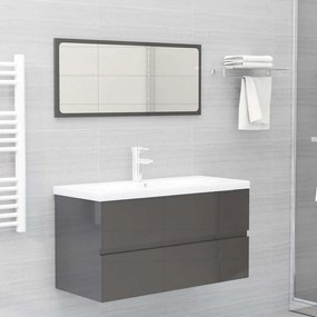 vidaXL 2 pcs conj. móveis casa banho derivados madeira cinza brilhante