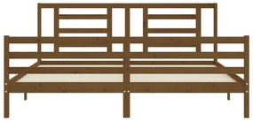 Estrutura cama c/ cabeceira 200x200cm maciço castanho-mel