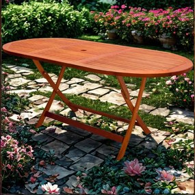 Mesa de jardim Alabama em madeira de acácia com certificação FSC® 160x85x75cm Castanha