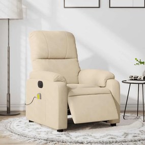 Poltrona de massagens reclinável elétrica microfibra cor creme