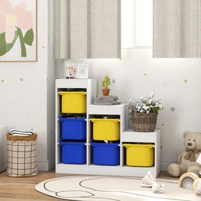 Móvel de Arrumação para Brinquedos, 96 x 38,5 x 90 cm, 6 Caixas Amovíveis, multicolorido