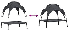 Cama Elevada para Cães com Telhado Removível Preto M Metal